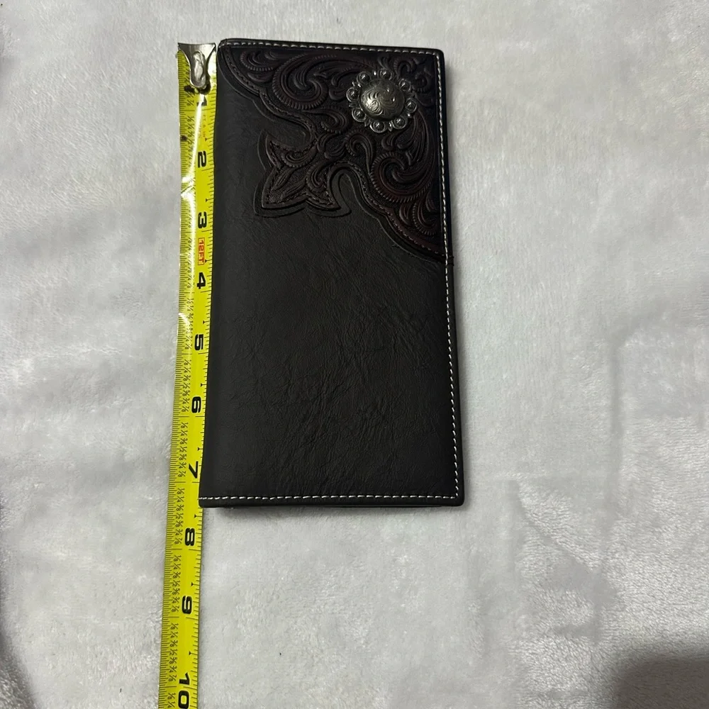 Montana West Black and Brown Embossed Leather Wallet